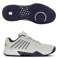 K-Swiss Hypercourt Express 2 Men, Gray/Navy 2E WIDE (Extra Width)