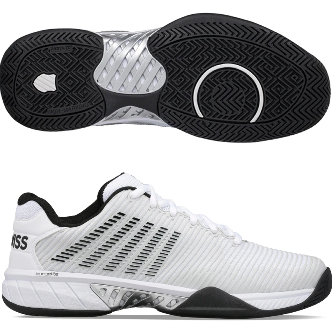 K-Swiss Hypercourt Express 2 Men, Gray/Blk/White 2E WIDE (Extra Width) 1 K-Swiss Hypercourt Express 2 Men, Gray/Blk/White 2E WIDE (Extra Width)