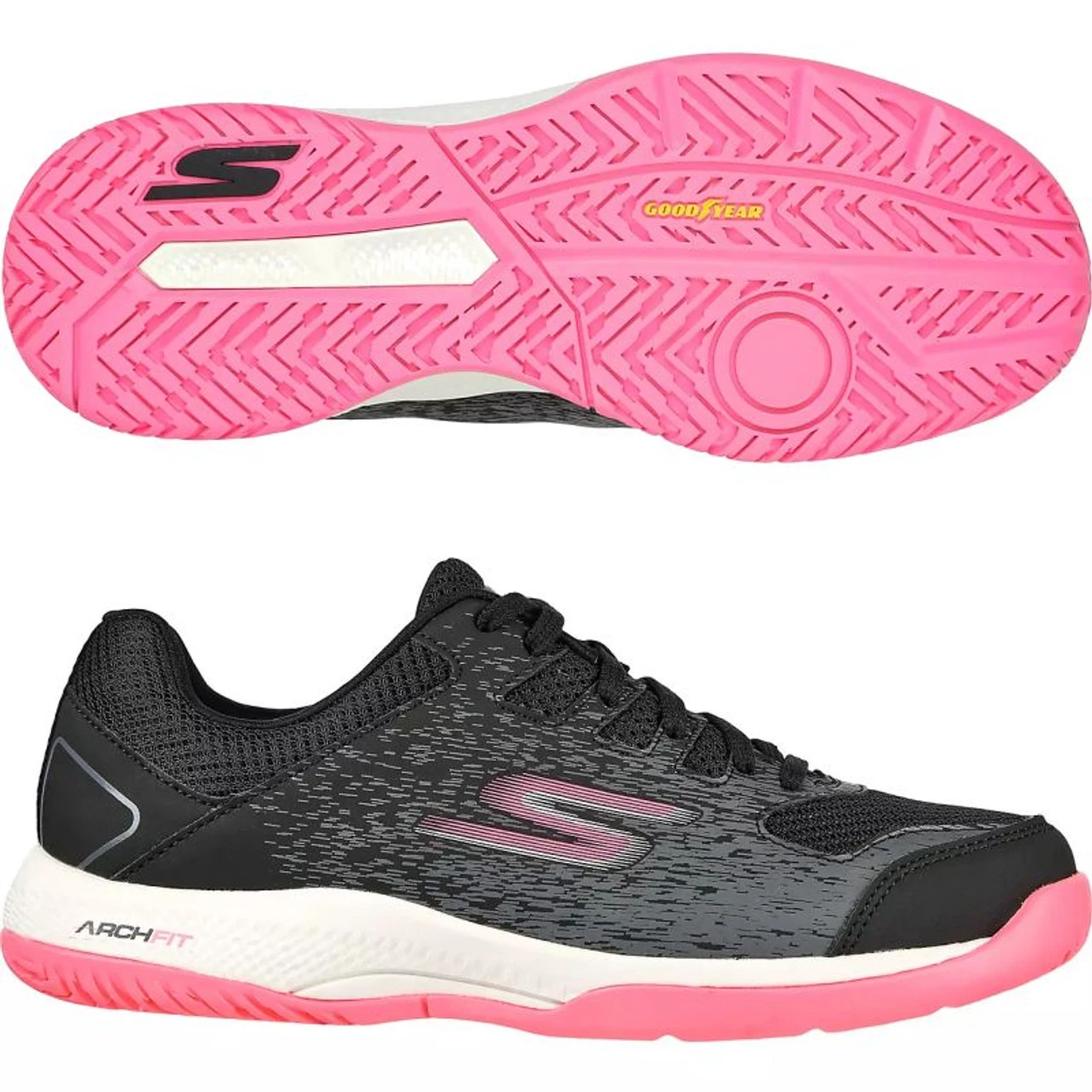 Skechers Viper Court Ladies Pickleball Shoes, Black / Pink 1 Skechers Viper Court Ladies Pickleball Shoes, Black / Pink