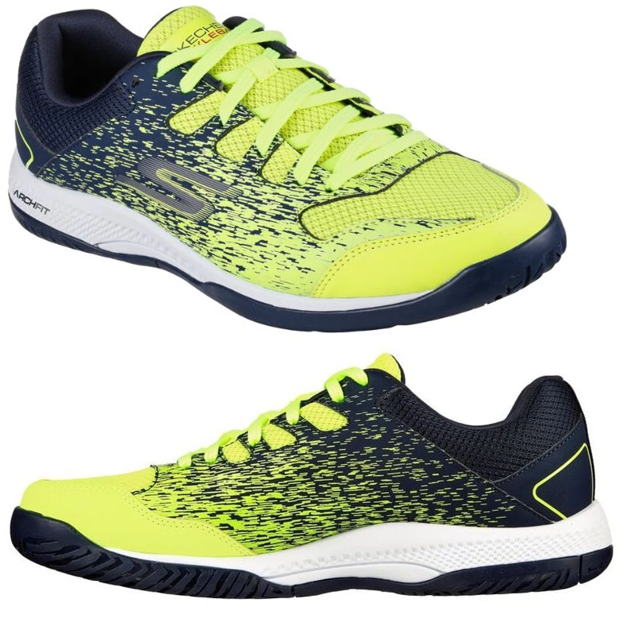 Skechers Viper Court Mens Pickleball Shoes, Yellow/Navy 2 Skechers Viper Court Mens Pickleball Shoes, Yellow/Navy - Image 2