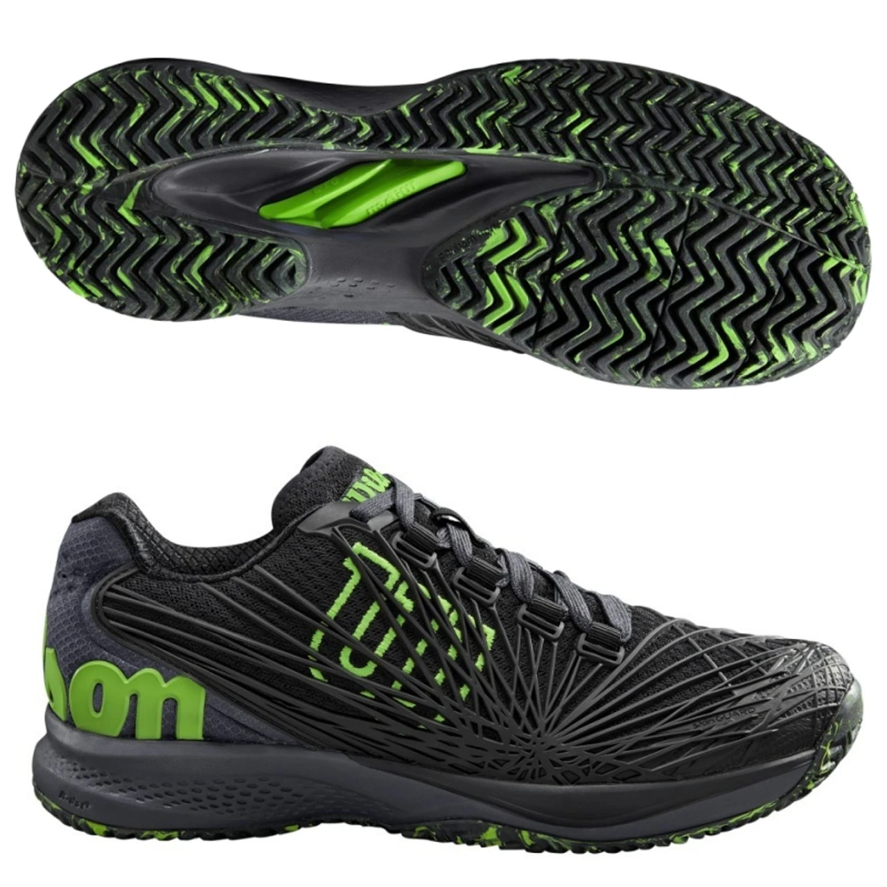 Wilson Kaos 2.0 Jr Court Shoe, Black/Green 1 Wilson Kaos 2.0 Jr Court Shoe, Black/Green