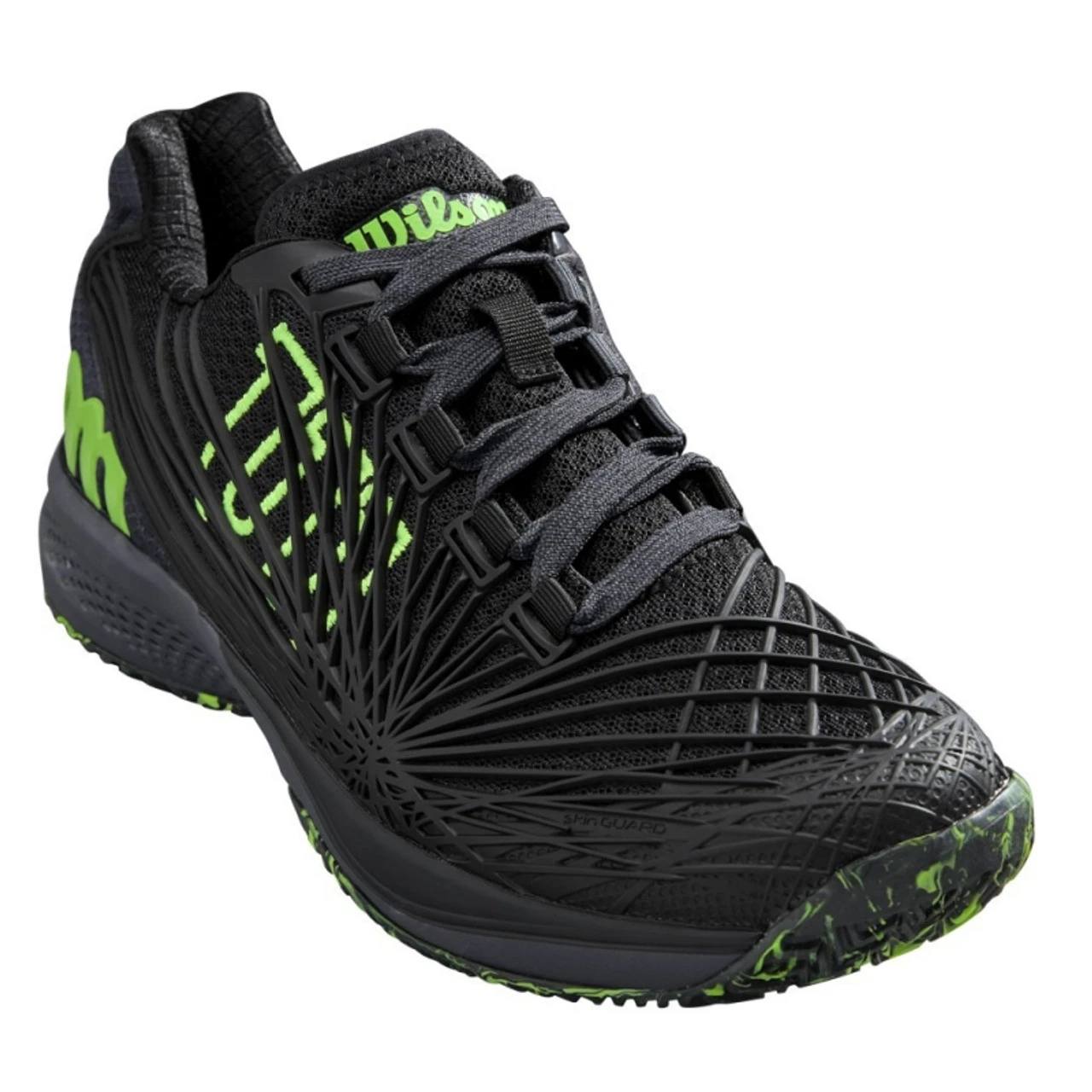 Wilson Kaos 2.0 Jr Court Shoe, Black/Green 2 Wilson Kaos 2.0 Jr Court Shoe, Black/Green - Image 2
